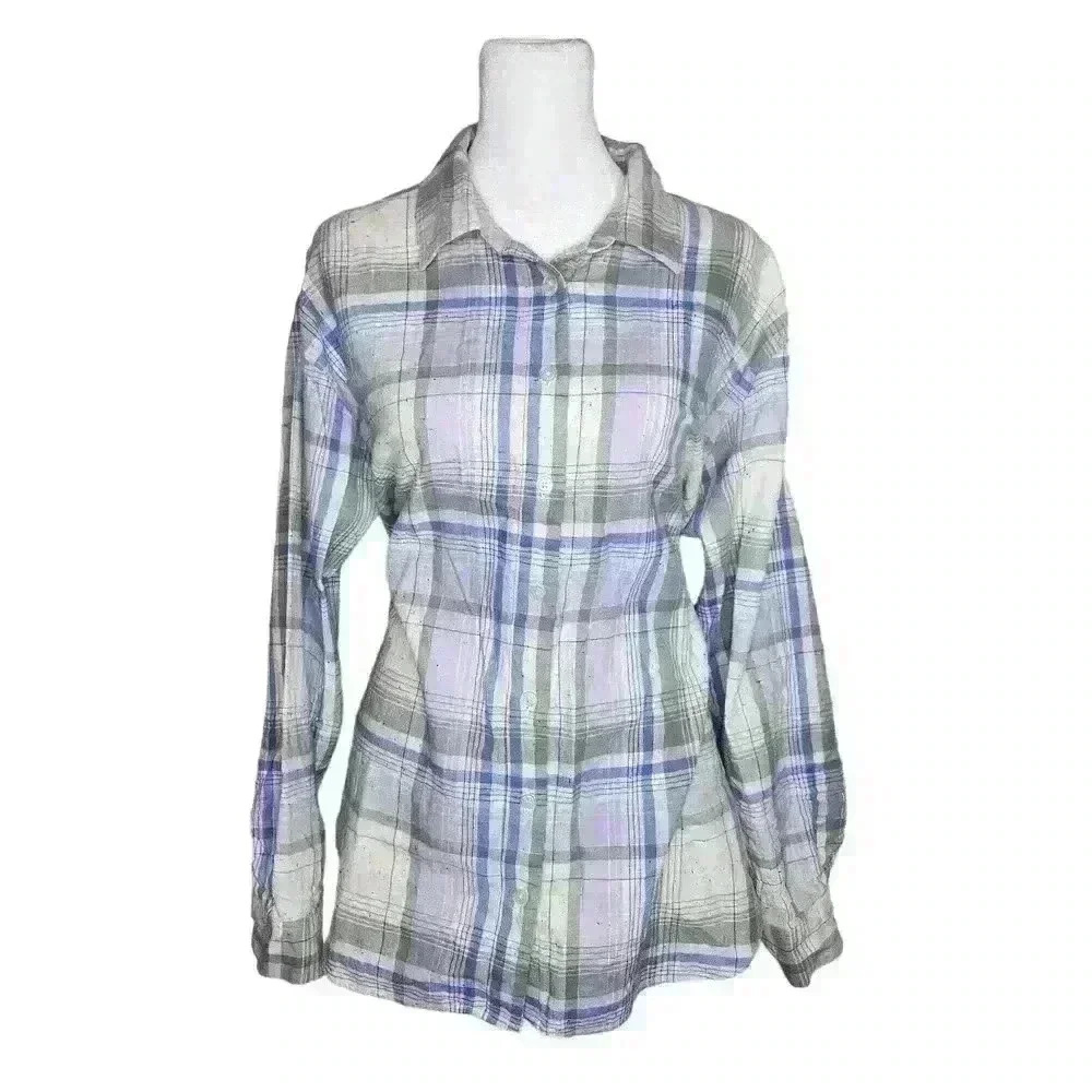 LOFT women's 100% cotton long sleeve button down shirt size large